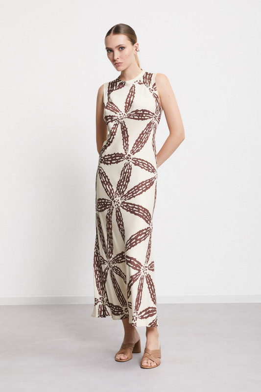 SLEEVELESS OPEN BACK ABSTRACT MAXI DRESS