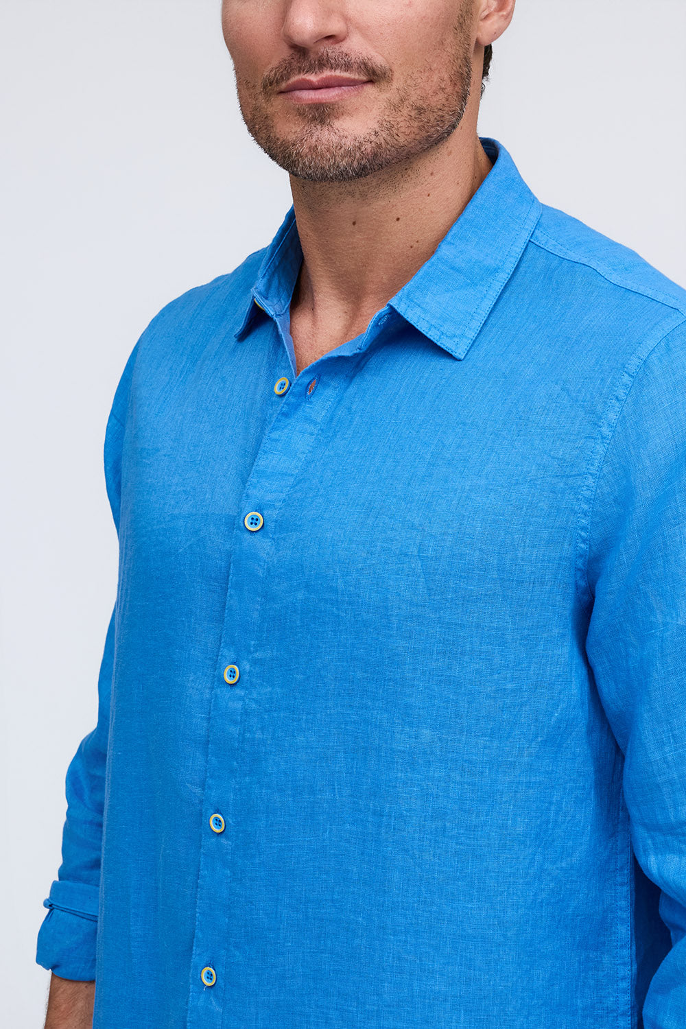 PURE LINEN LONG SLEEVE SHIRT - BLUE
