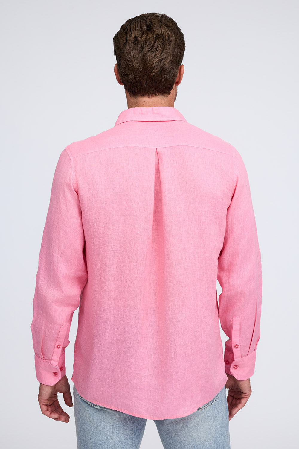 PURE LINEN LONG SLEEVE SHIRT - RED