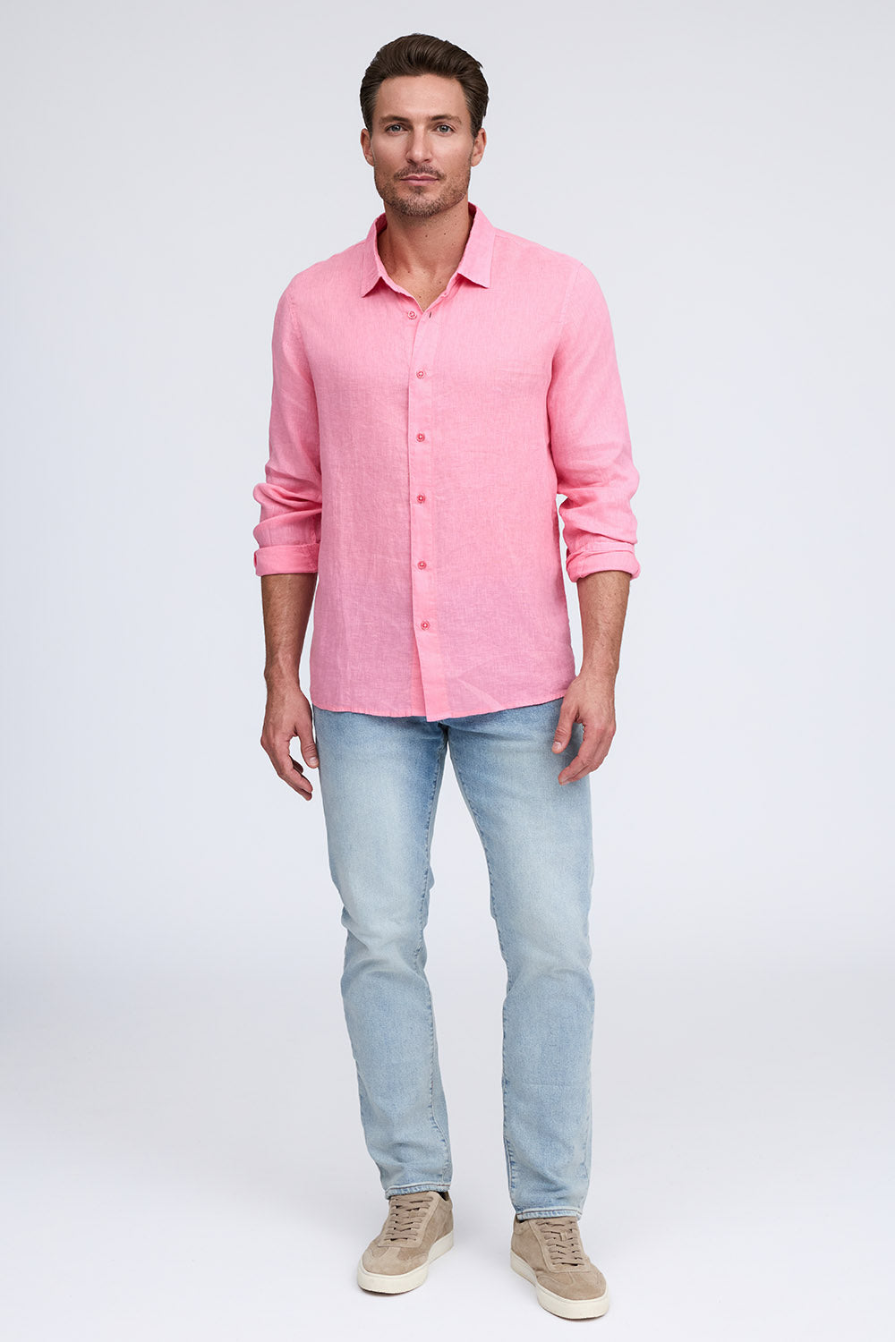 PURE LINEN LONG SLEEVE SHIRT - RED