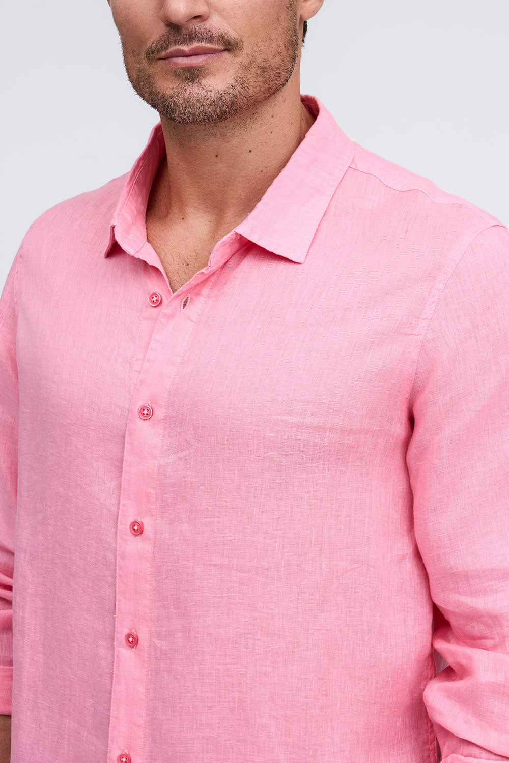 PURE LINEN LONG SLEEVE SHIRT - RED