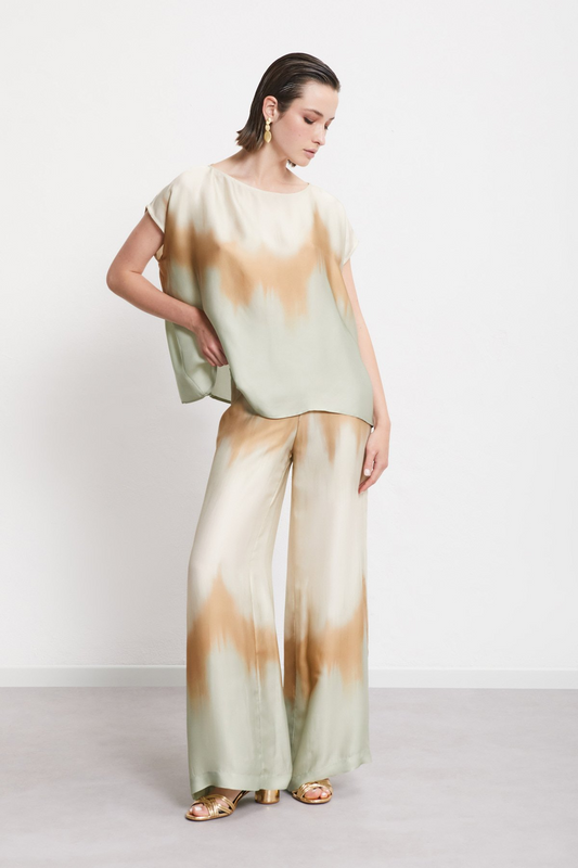 MINT OMBRE SATIN WIDE LEG PANT