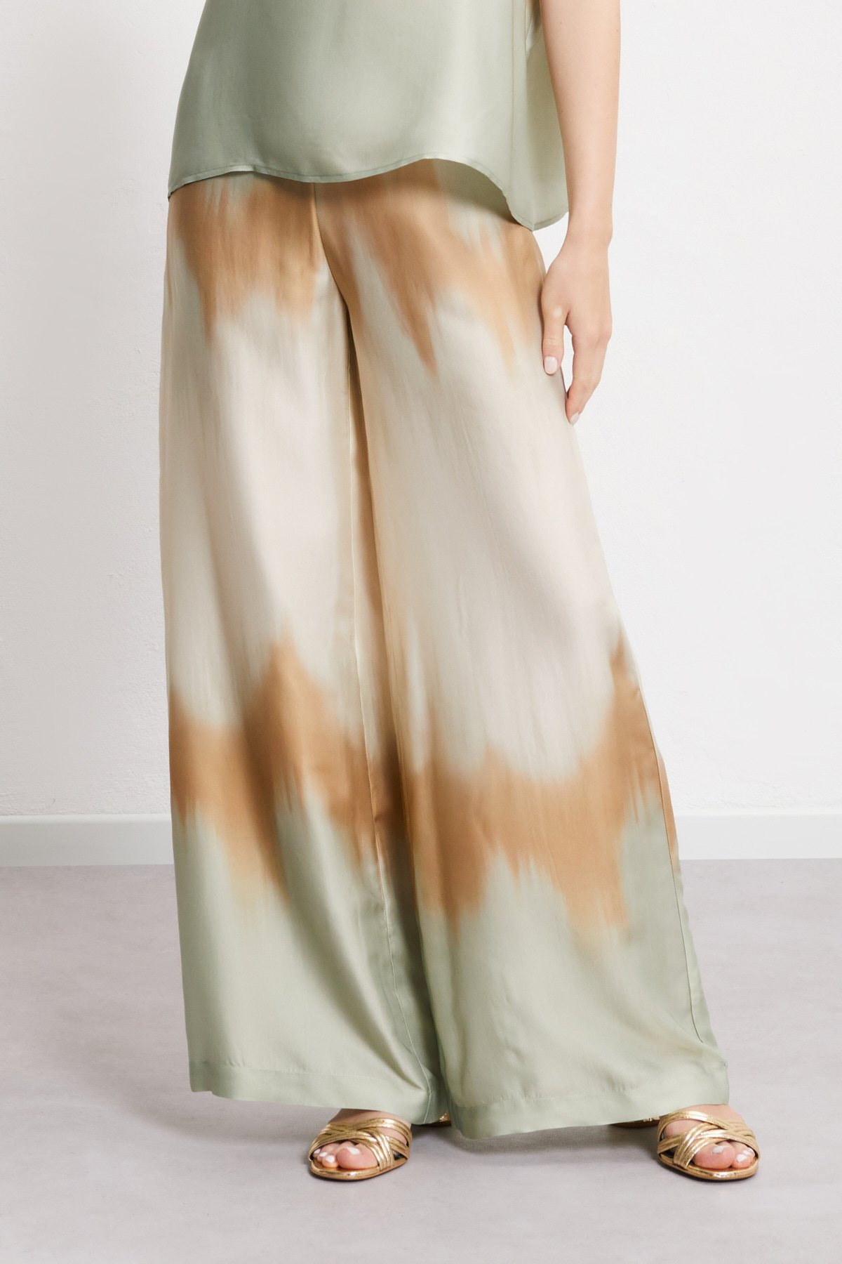 MINT OMBRE SATIN WIDE LEG PANT
