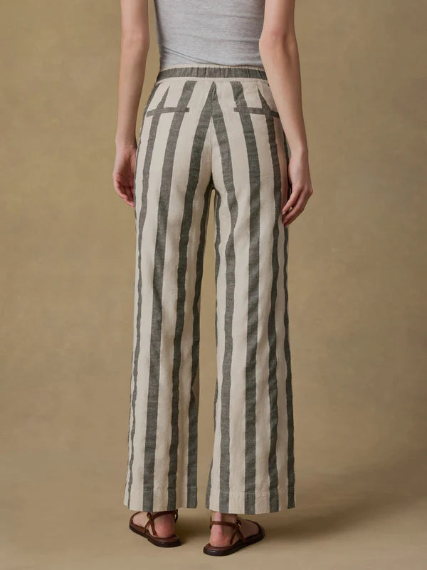 SUN STRIDER COTTON LINEN PANT - PINE BAY STRIPE