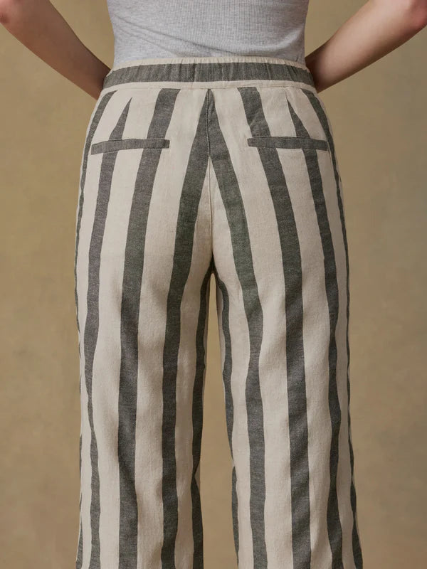 SUN STRIDER COTTON LINEN PANT - PINE BAY STRIPE