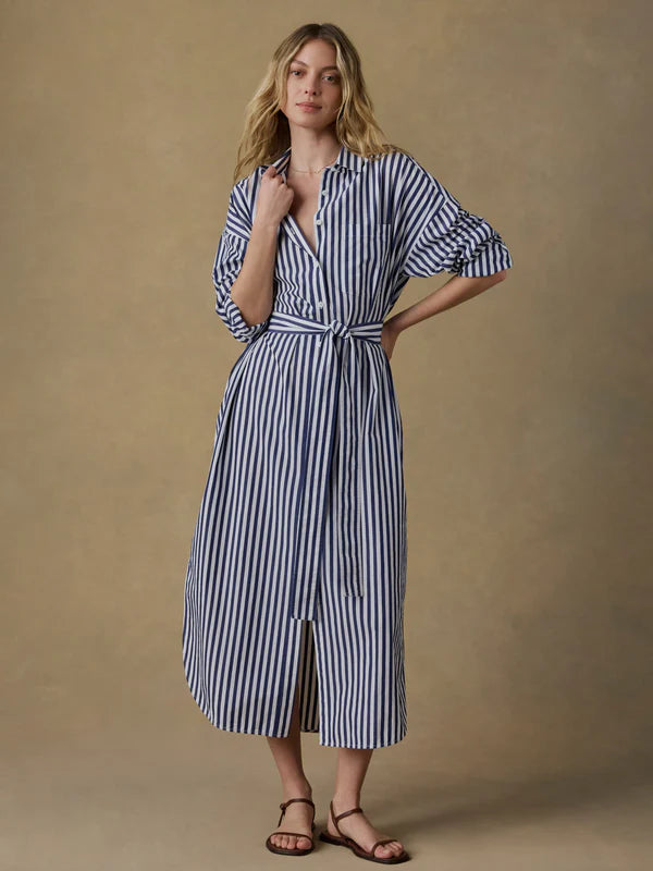 COASTAL POPLIN RIO SHIRT DRESS - SEASIDE STRIPE