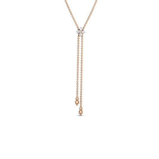 18K YG LOVE IN VERONA DIAMOND FLOWER LARIAT NECKLACE
