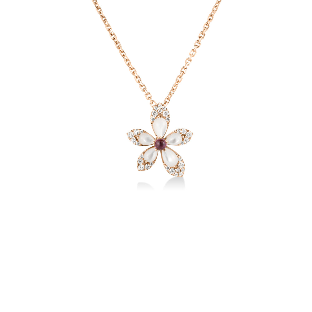 18K RG TIARE DIAMOND MOP NECKLACE