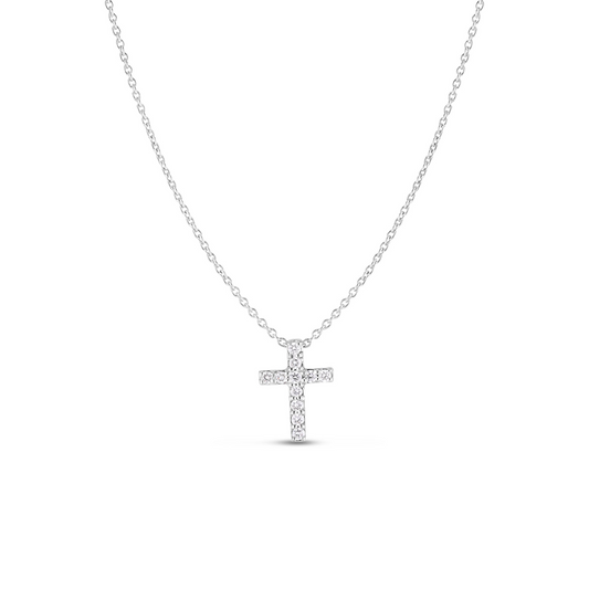 18K WG SMALL DIAMOND CROSS NECKLACE