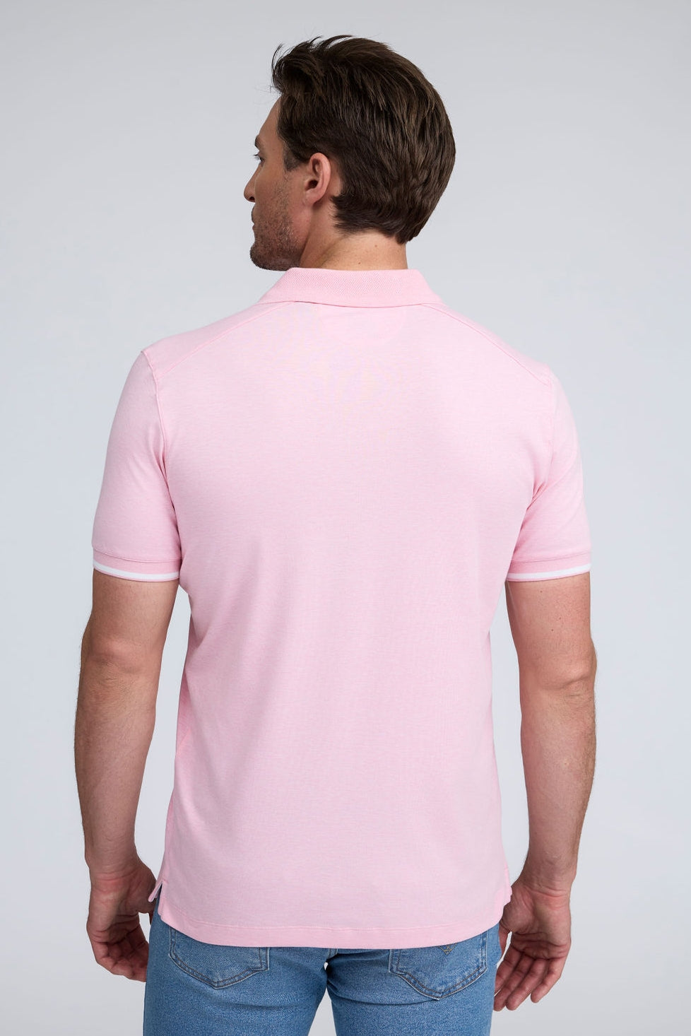 PURE AQUA COTTON RIB TRIM POLO - PINK