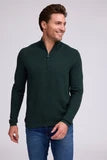 EXTRAFINE MERINO ENGLISH RIB ZIP MOCK SWEATER - FOREST