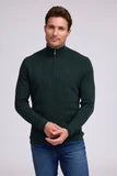 EXTRAFINE MERINO ENGLISH RIB ZIP MOCK SWEATER - FOREST
