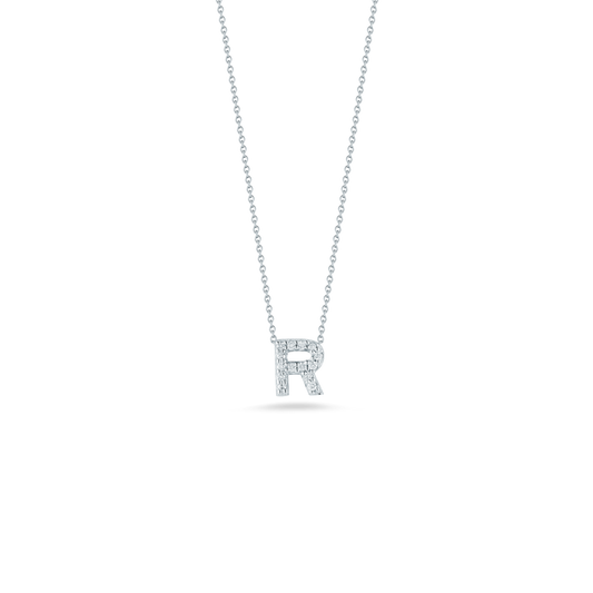 18K WG DIAMOND LOVE LETTER R NECKLACE