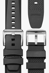 THE DUCK 42 MM BLACK RUBBER STRAP BRUSHED STAINLESS STEEL WATCH