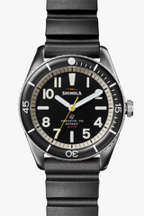 THE DUCK 42 MM BLACK RUBBER STRAP BRUSHED STAINLESS STEEL WATCH
