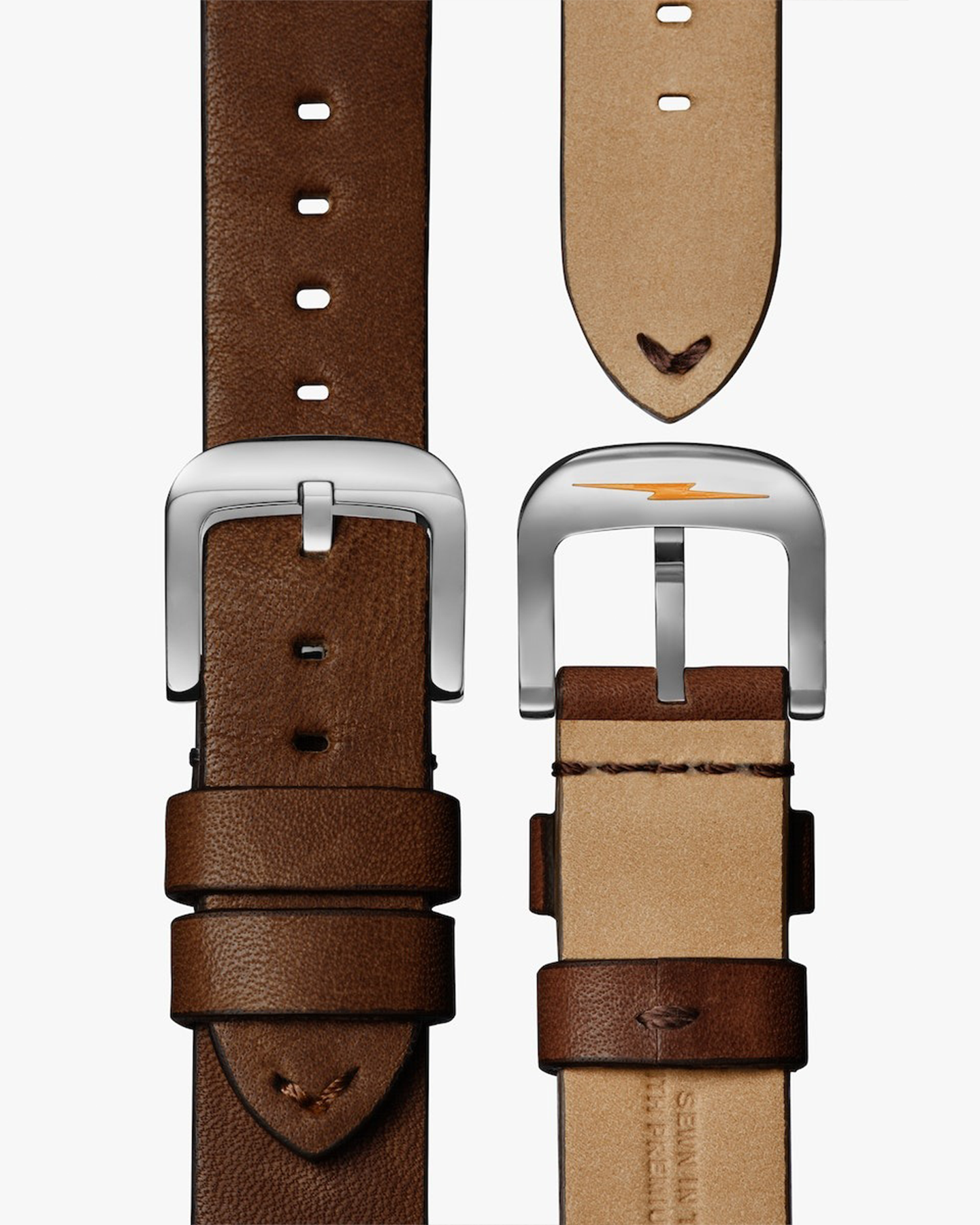 THE MECHANIC 39MM BRUSHED STAINELESS STEEL AND CATTAIL LEATHER STRAP WATCH