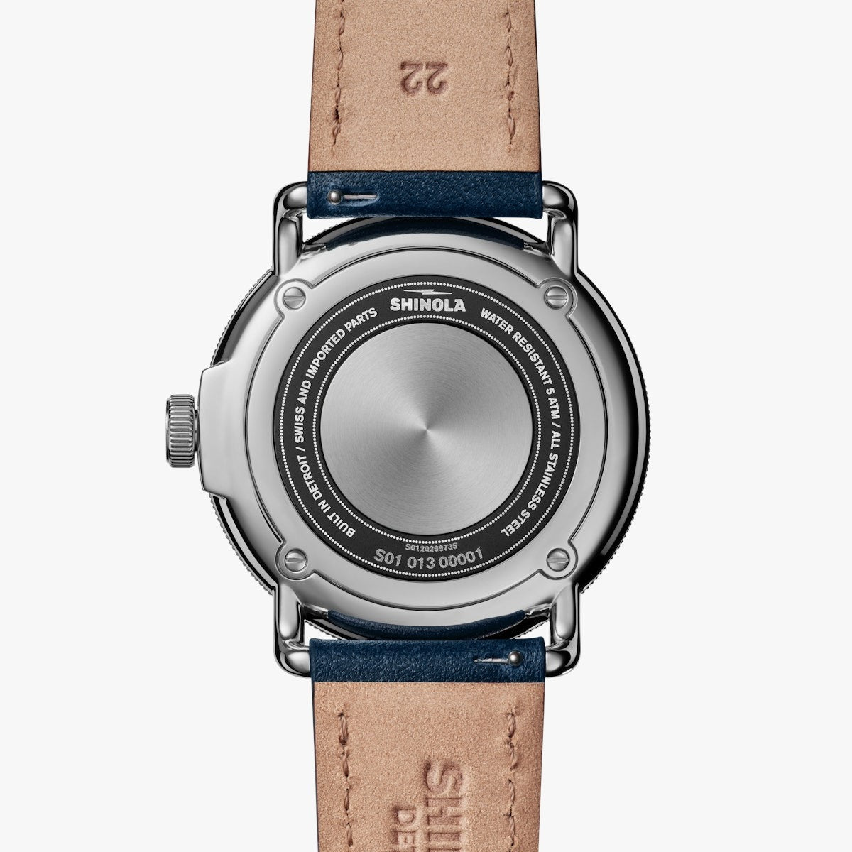 CANFIELD C56 43MM WATCH WITH CREAM FACE AND DARK NAVY LEATHER STRAP