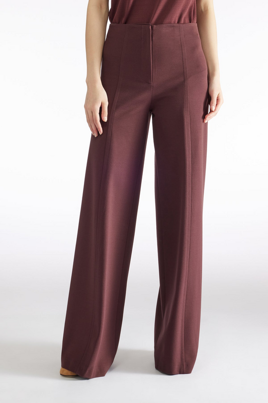 SOLID WIDE LEG KNIT TROUSER - BLACK CURRANT