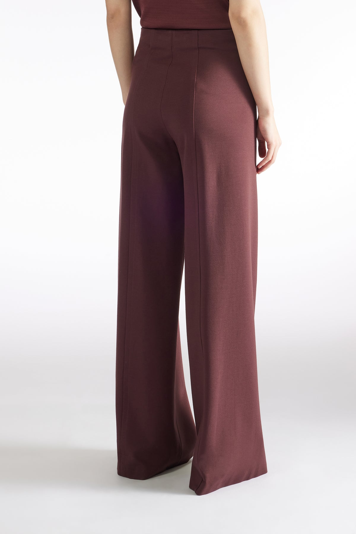 SOLID WIDE LEG KNIT TROUSER - BLACK CURRANT