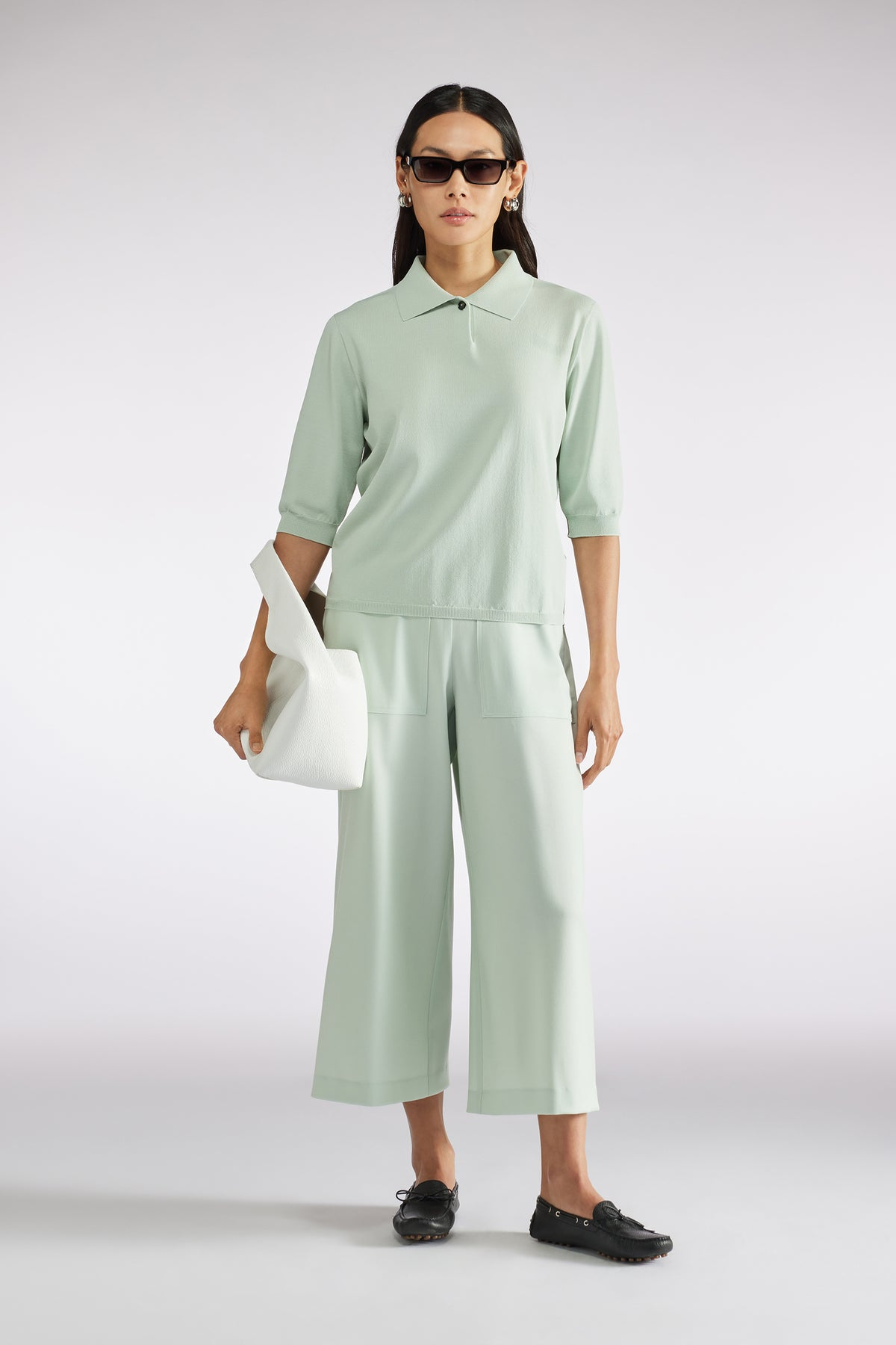 SHORT SLEEVE POLO SWEATER - GLASS