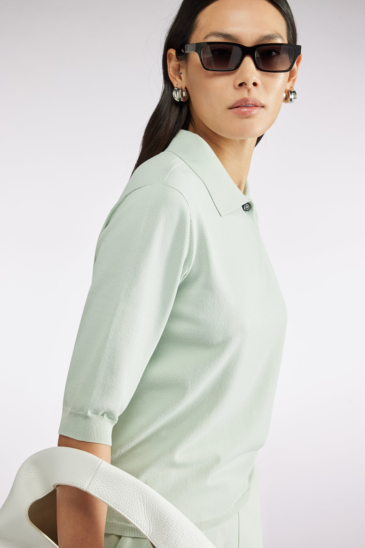 SHORT SLEEVE POLO SWEATER - GLASS
