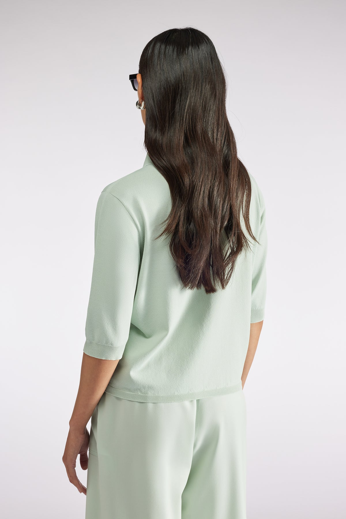 SHORT SLEEVE POLO SWEATER - GLASS