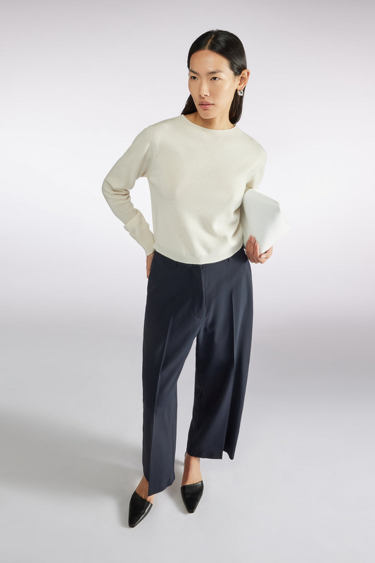 BOAT NECK SOLID CASHMERE SWEATER - CERAMIC