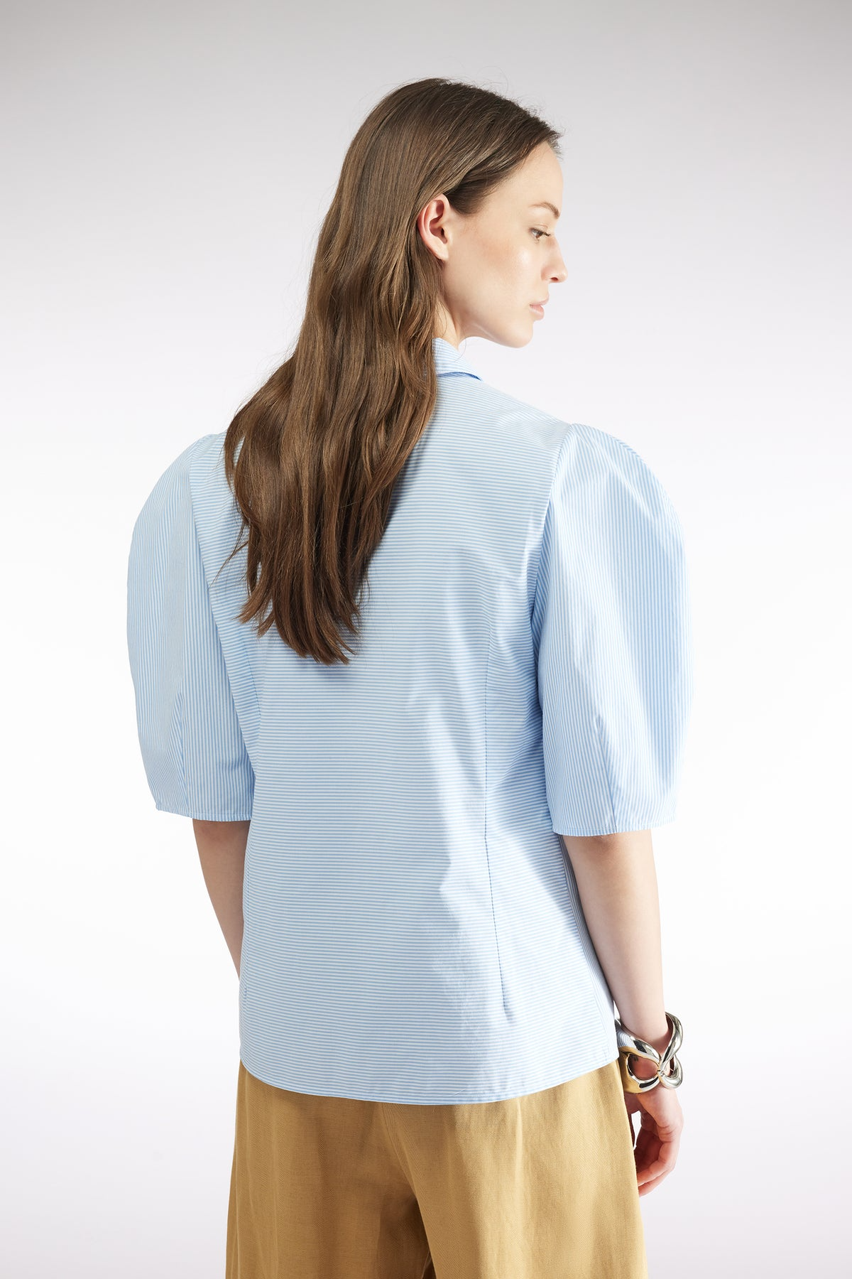 PIN STRIPE COTTON BLOUSE - MILLERIGHE LIGHT BLUE