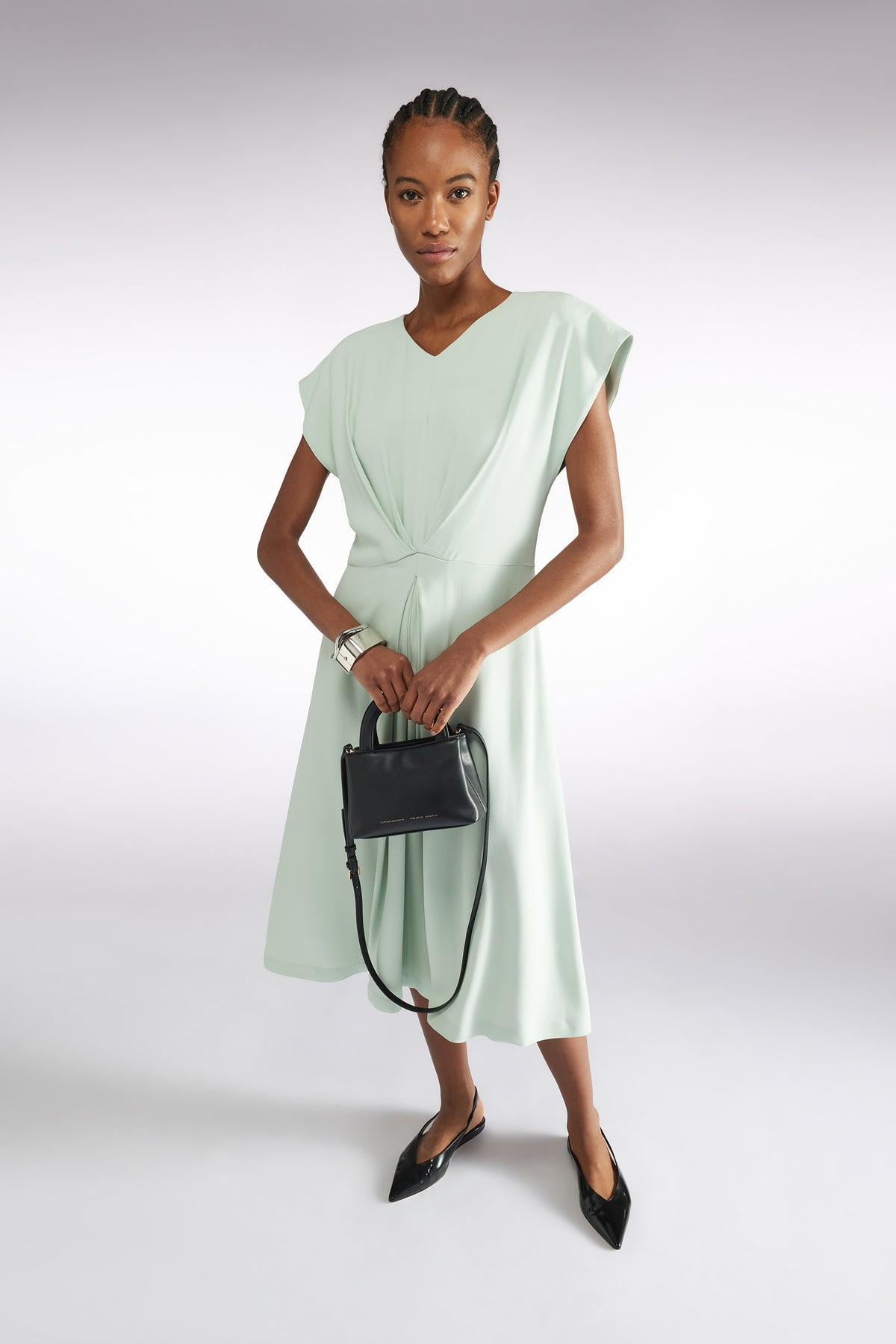 SHORT SLEEVE MIDI DRESS - GLASS