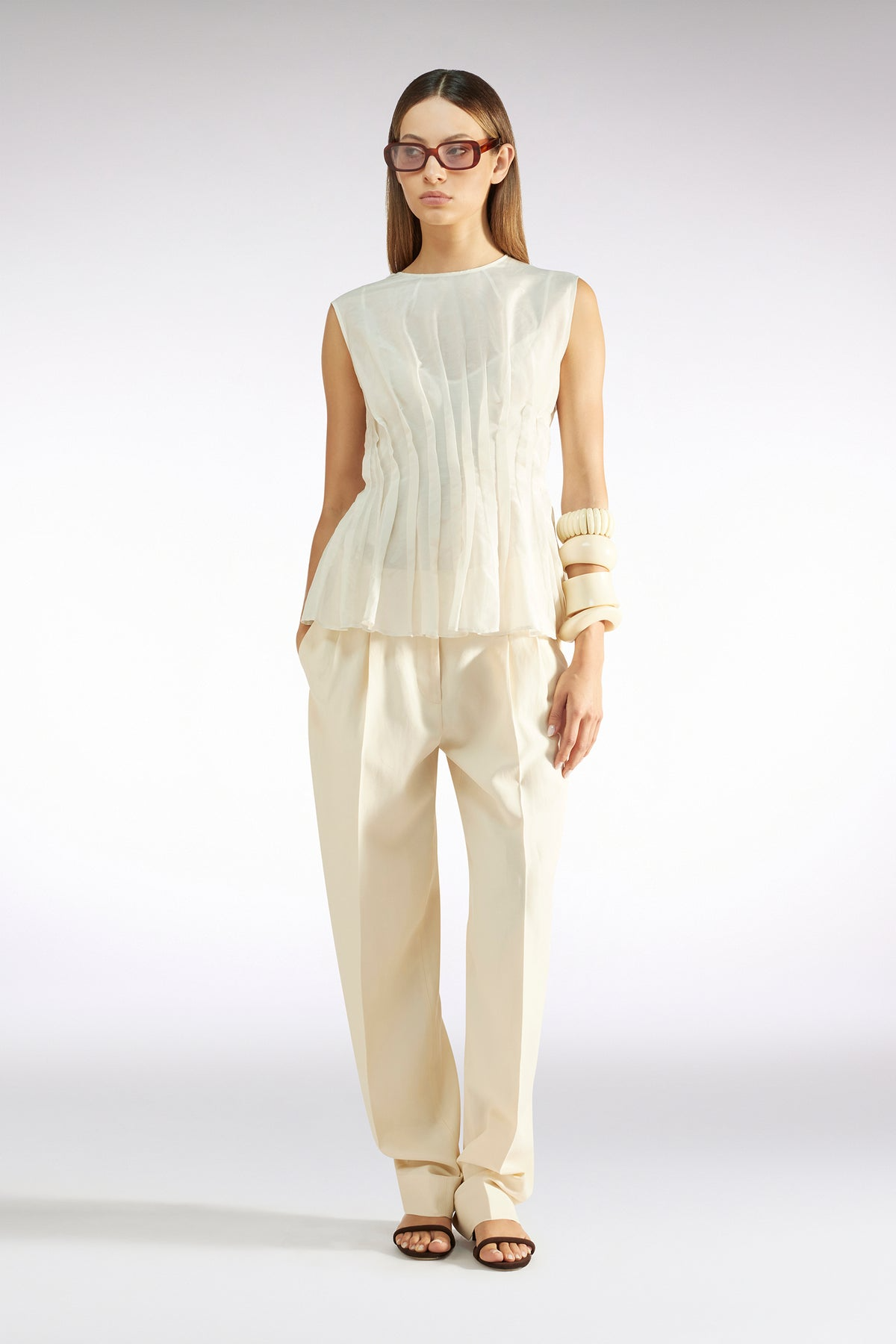 IVONNE PLEATED COTTON SILK TOP - BETHOLL