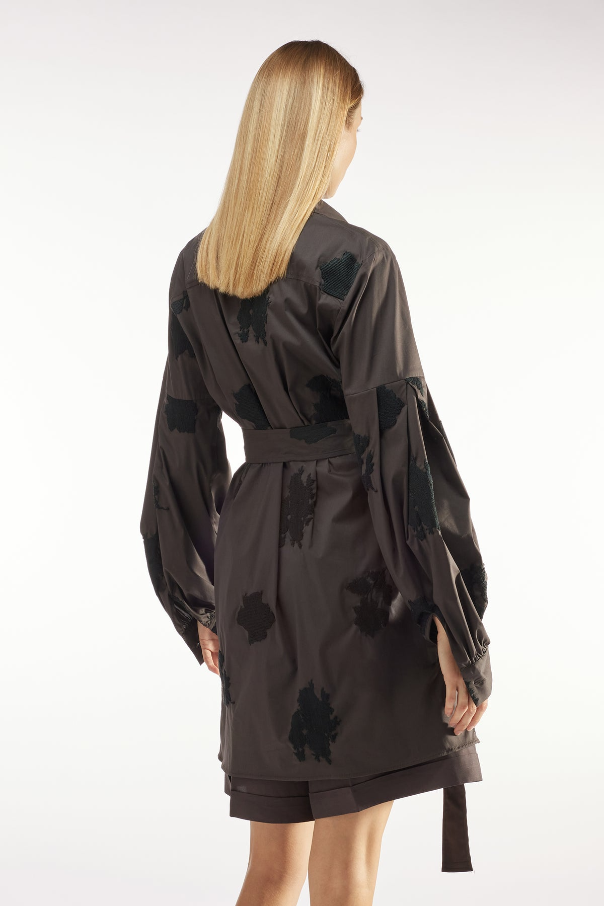 CLIVE COTTON BLEND EMBROIDERED SHIRT DRESS - MAGMA STAMP/BLACK