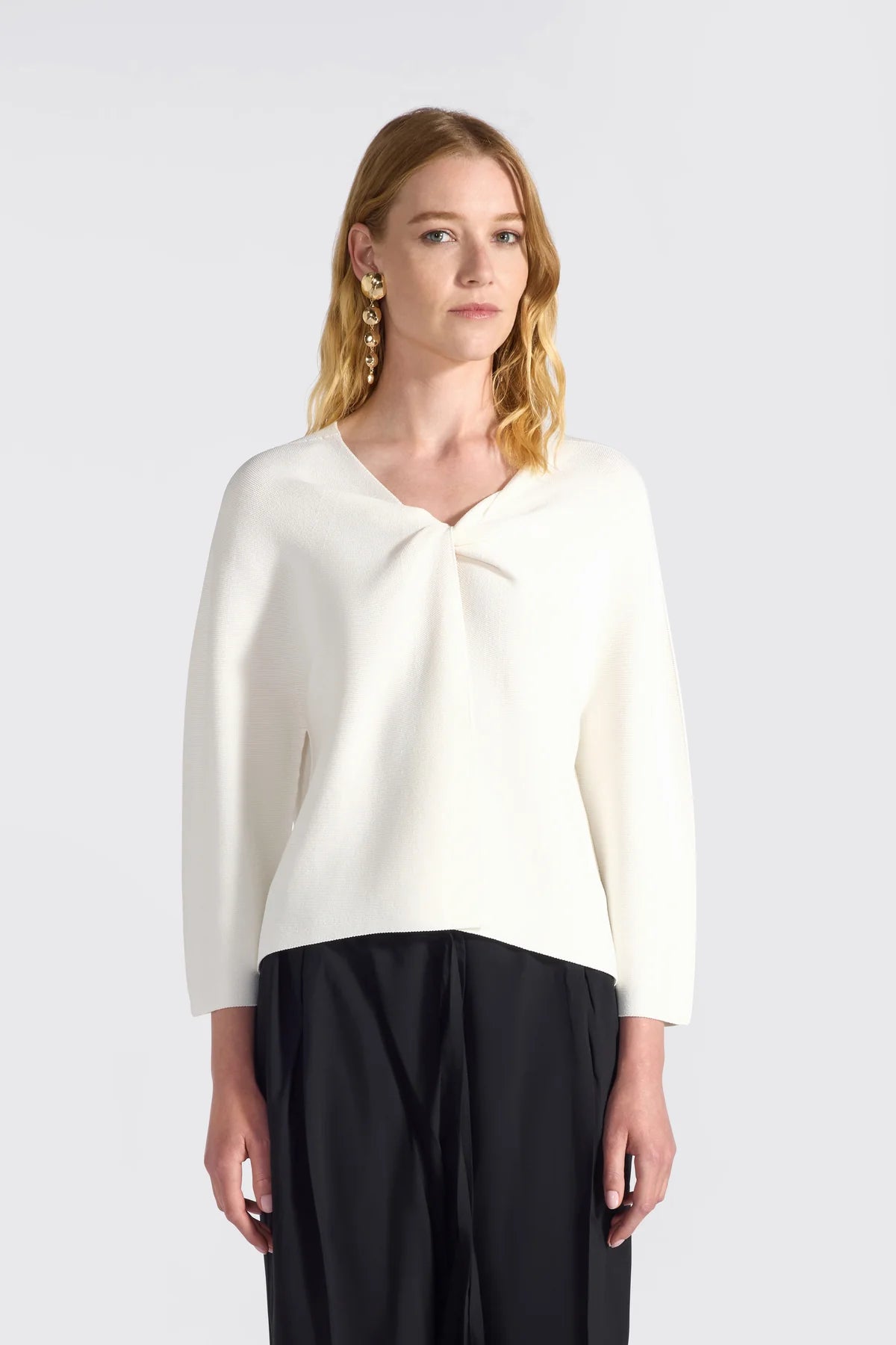 PAULA KNIT SWEATER TOP - IVORY