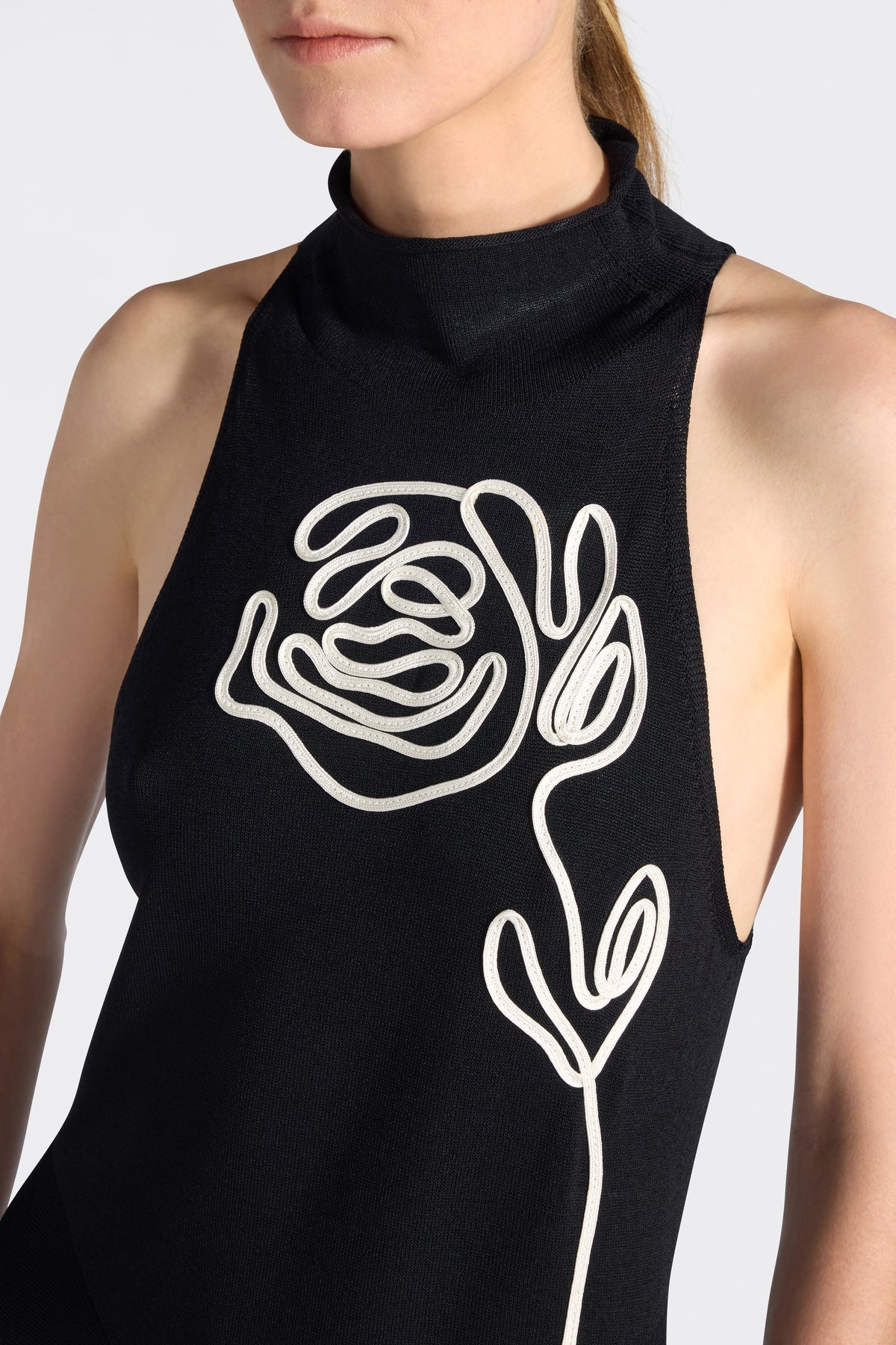 GILDA LONG HALTER DRESS - BLACK