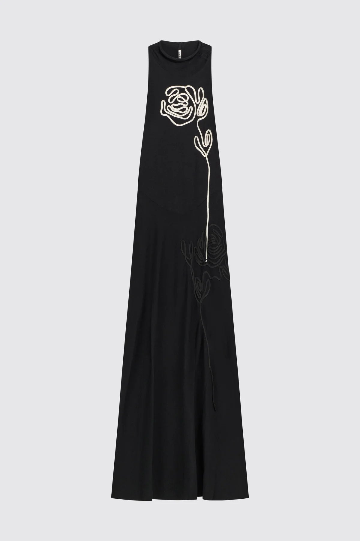 GILDA LONG HALTER DRESS - BLACK