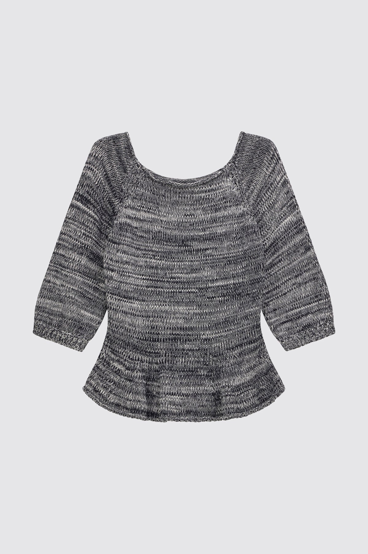 PAIGE PUFF SLEEVE ROUCHED SWEATER - NIGHT/WHITE