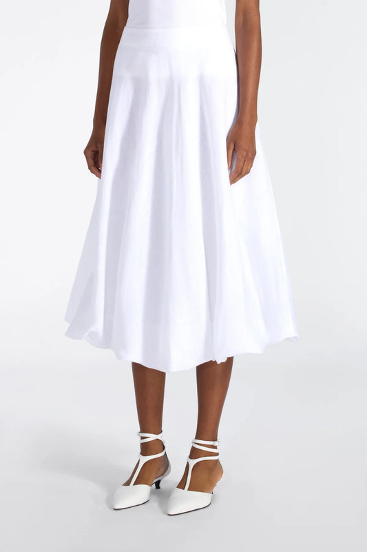 SABINA MIDI BELL SKIRT - WHITE