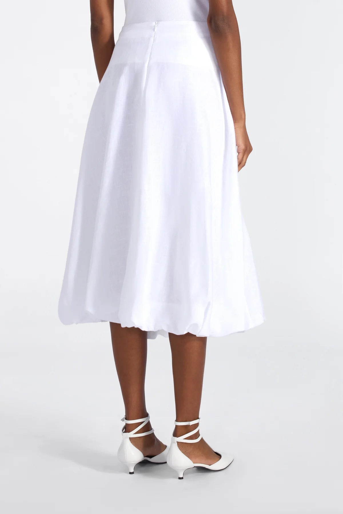 SABINA MIDI BELL SKIRT - WHITE