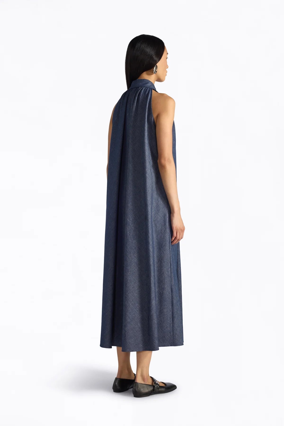 JOYCE LONG CHAMBRAY DRESS - DENIM BLUE