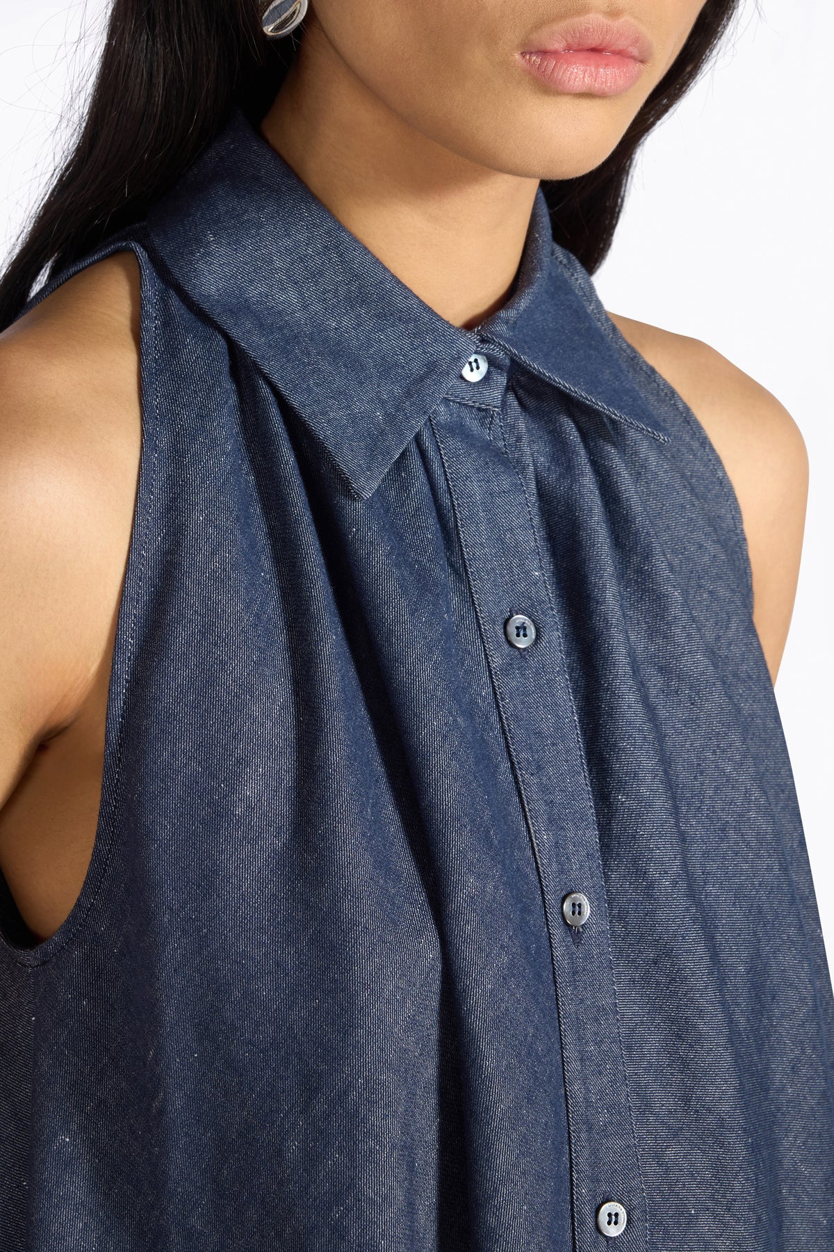 JOYCE LONG CHAMBRAY DRESS - DENIM BLUE