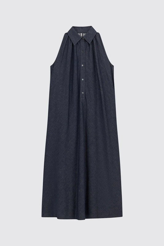 JOYCE LONG CHAMBRAY DRESS - DENIM BLUE