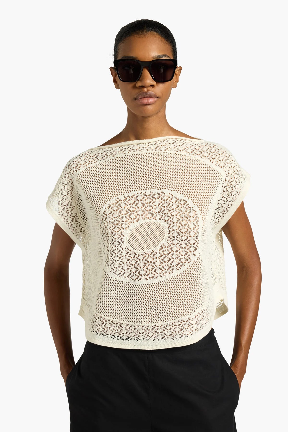 LEILA LACE WORK TOP - CORN