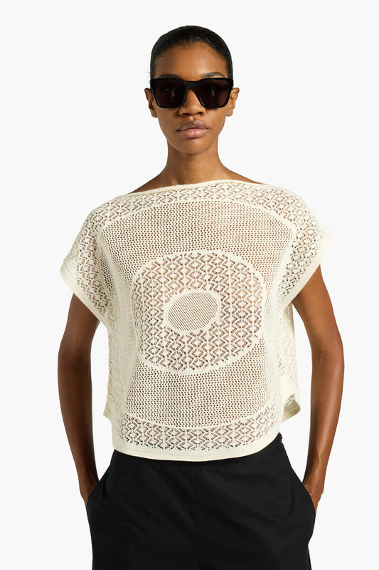 LEILA LACE WORK TOP - CORN