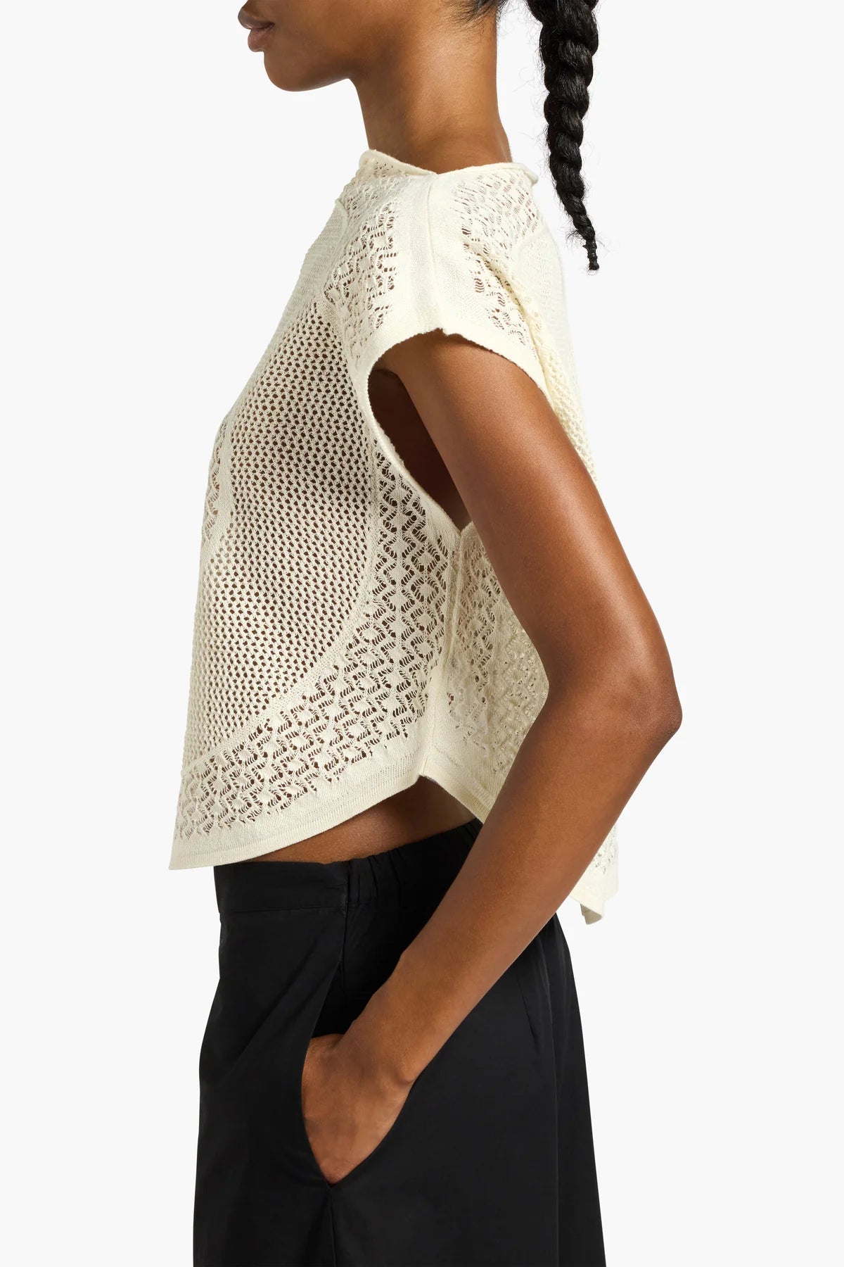LEILA LACE WORK TOP - CORN