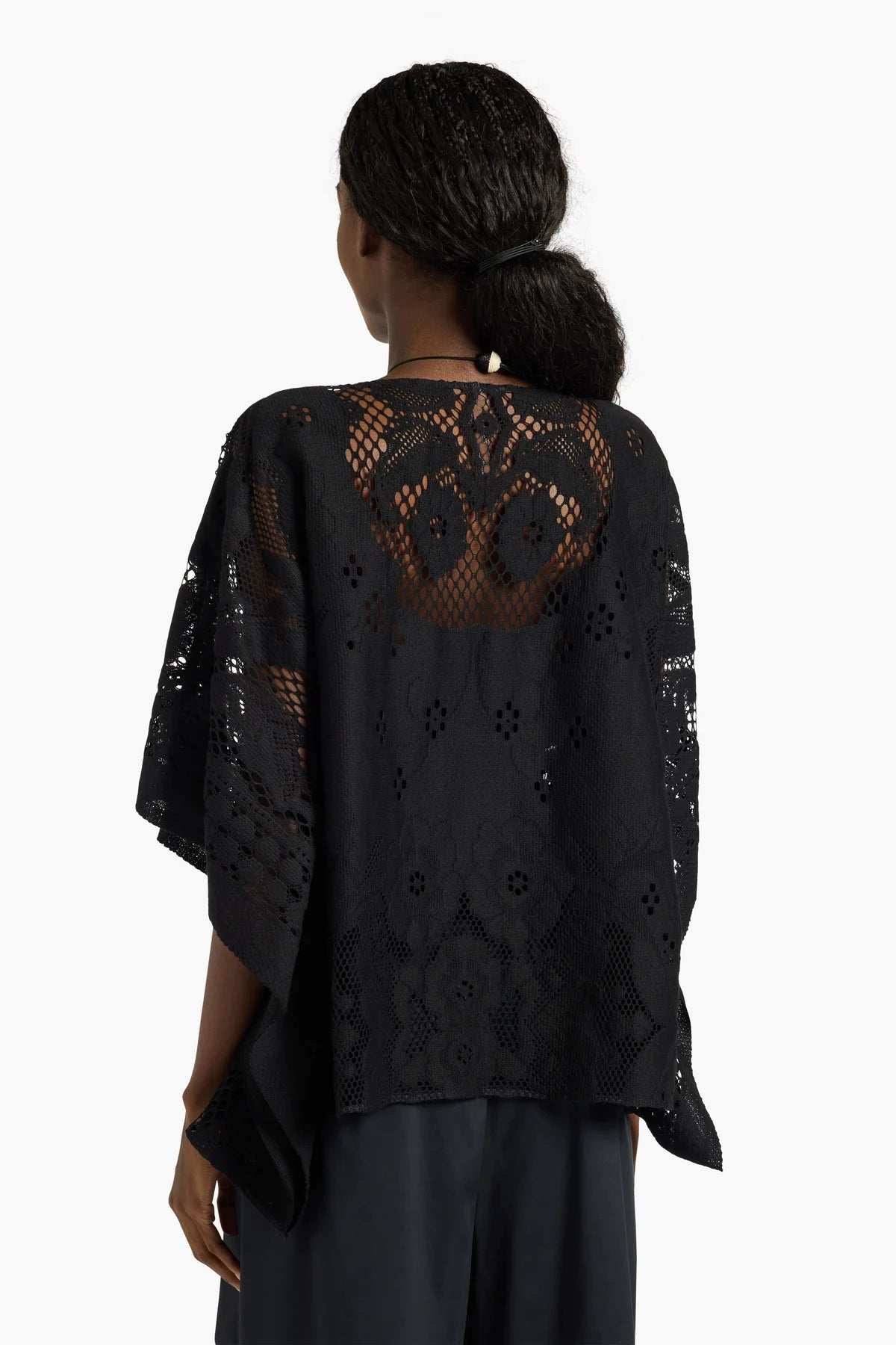 ADELINE COTTON LACE BLOUSE - BLACK