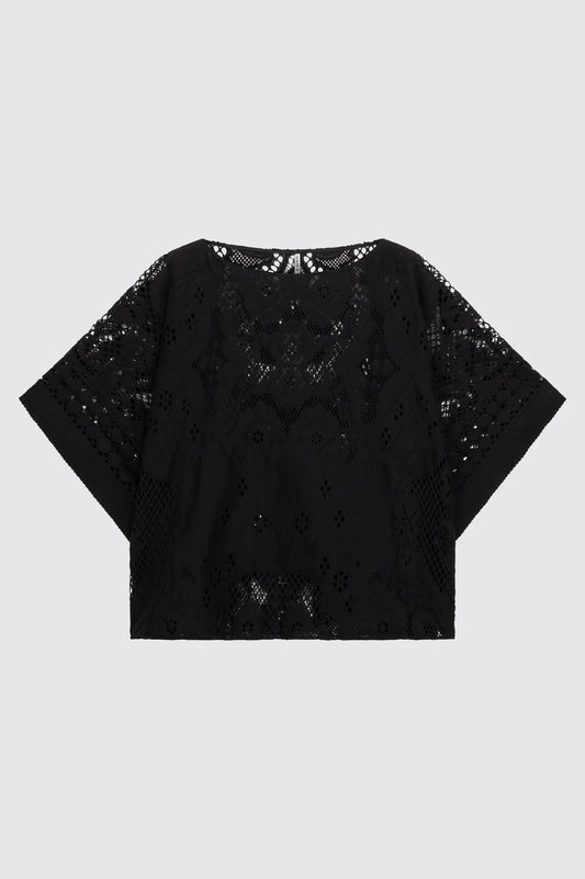 ADELINE COTTON LACE BLOUSE - BLACK