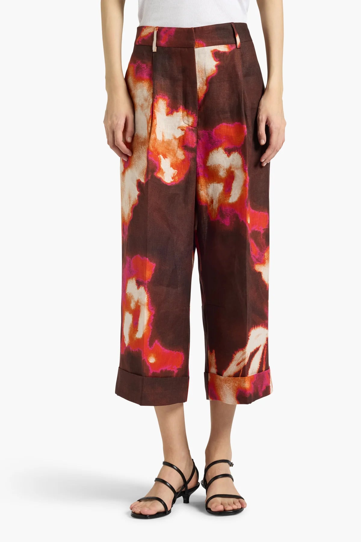 ZACK PRINTED CROPPED TROUSER - BORDEAUX MULTI