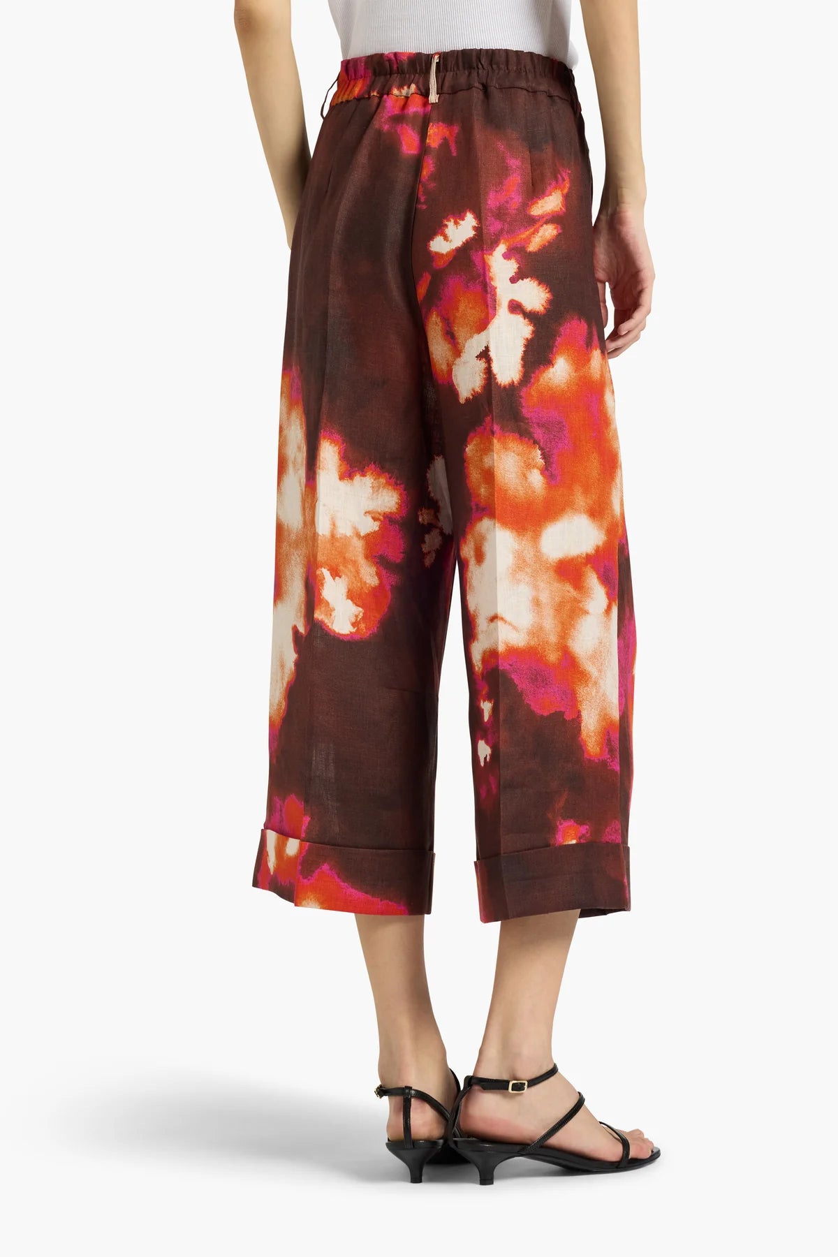 ZACK PRINTED CROPPED TROUSER - BORDEAUX MULTI
