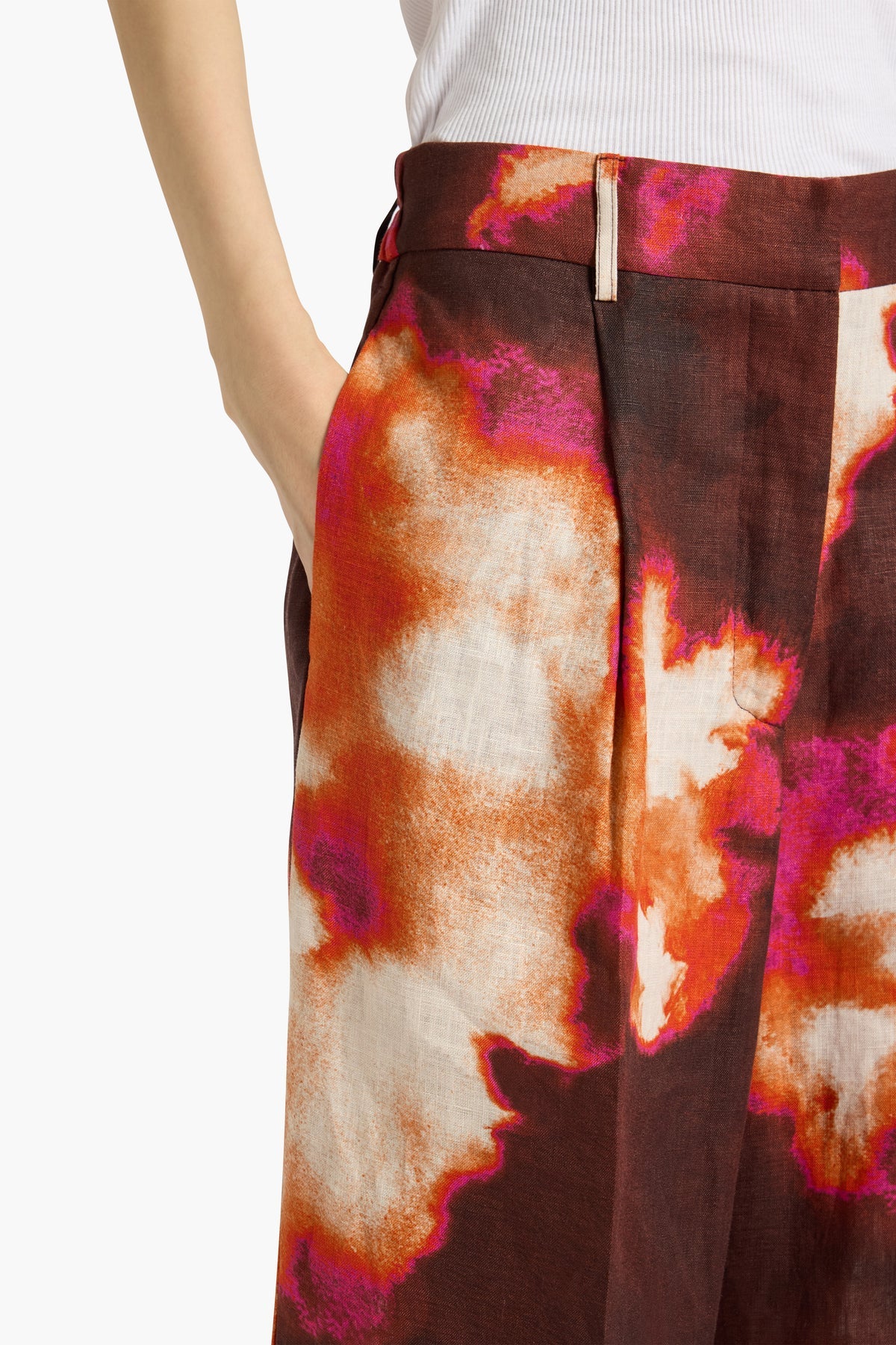 ZACK PRINTED CROPPED TROUSER - BORDEAUX MULTI