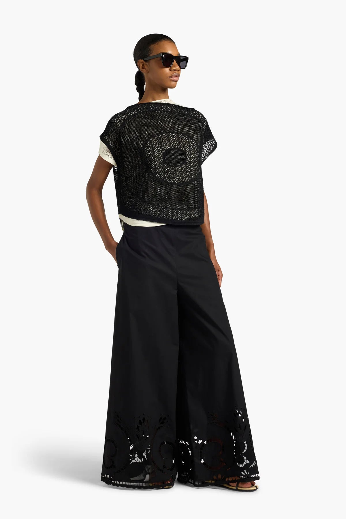 CHARLIE COTTON PALAZZO TROUSER - BLACK