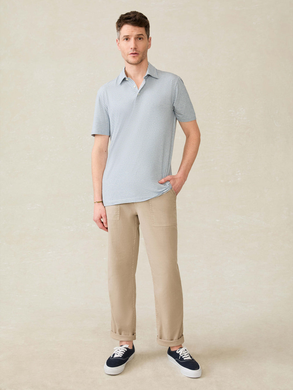 SHORT SLEEVE MOVEMENT POLO - LONG VALLEY STRIPE
